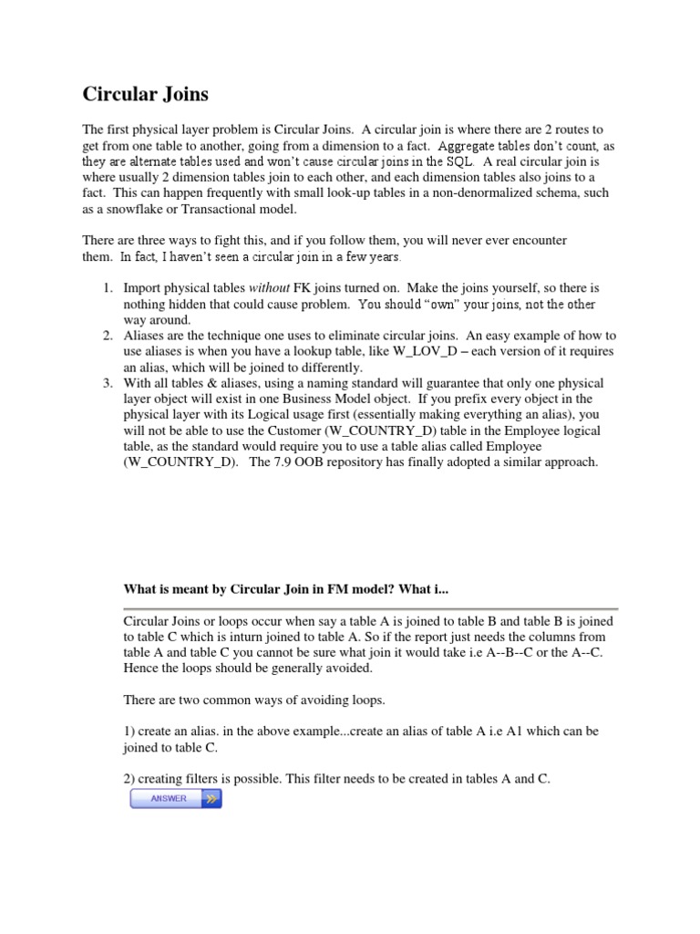 Avoiding Circular Joins in SQL | PDF