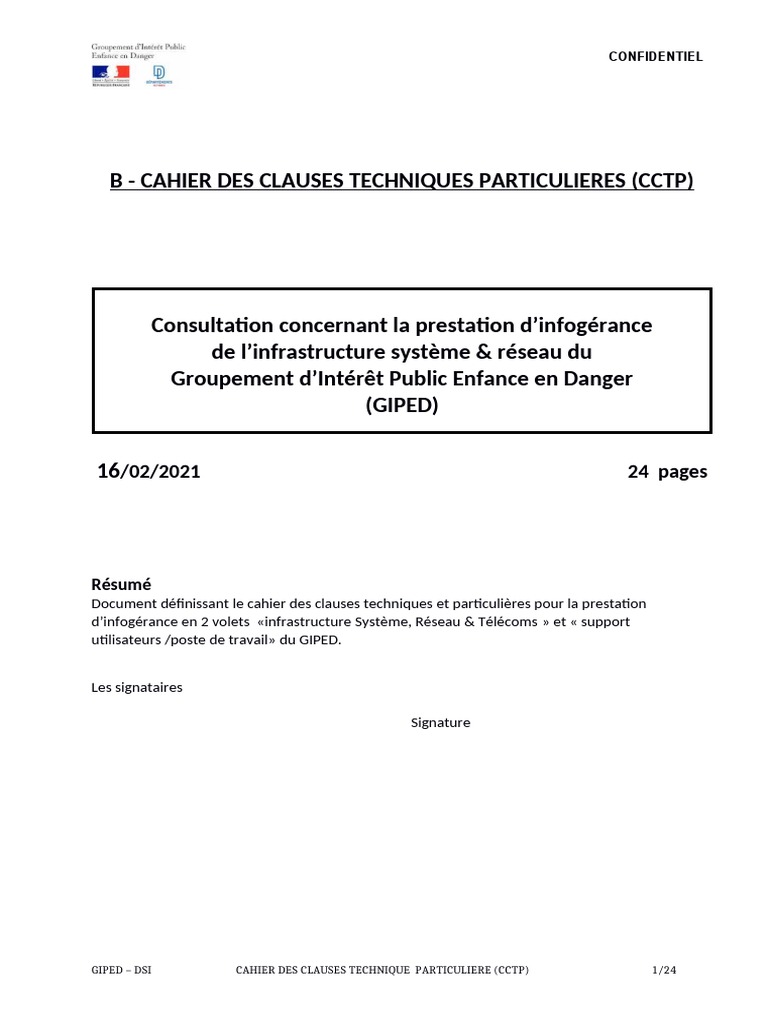 Cahier des Clauses Techniques Particulières | PDF