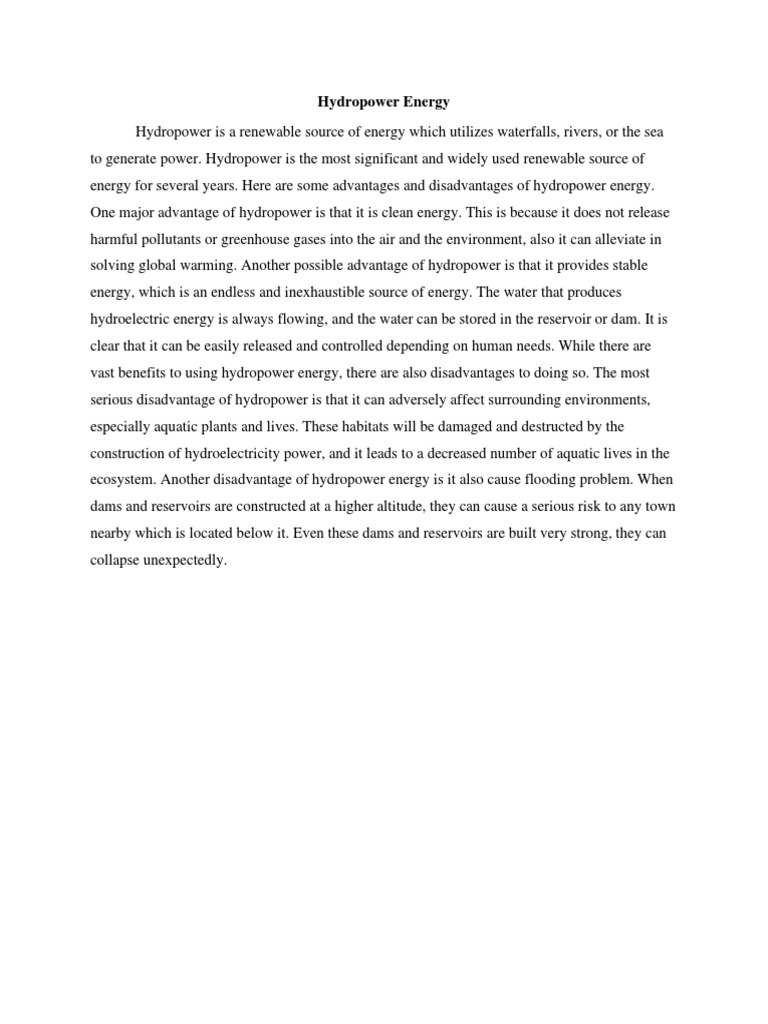 Hydropower Energy Pdf Pdf