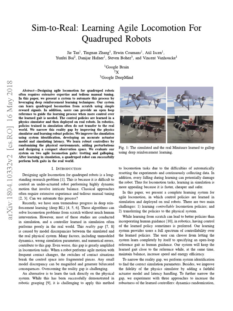 Sim-to-Real - Learning Agile Locomotion For Quadruped Robots PDF | PDF
