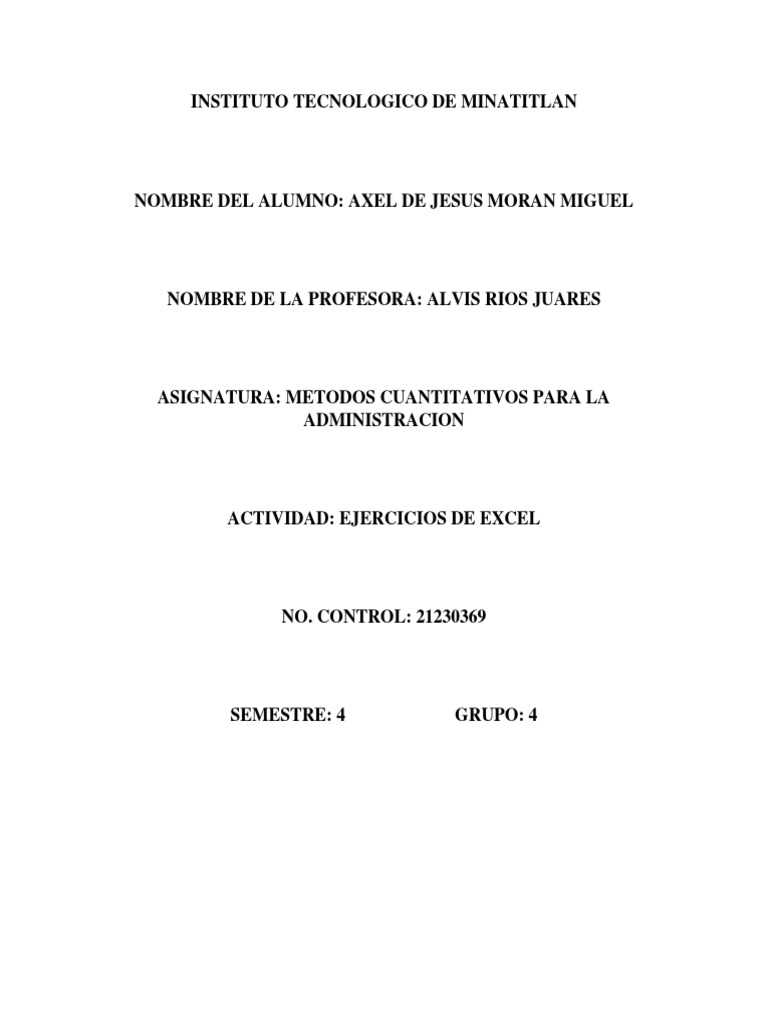 Ejercicios Excel Pdf