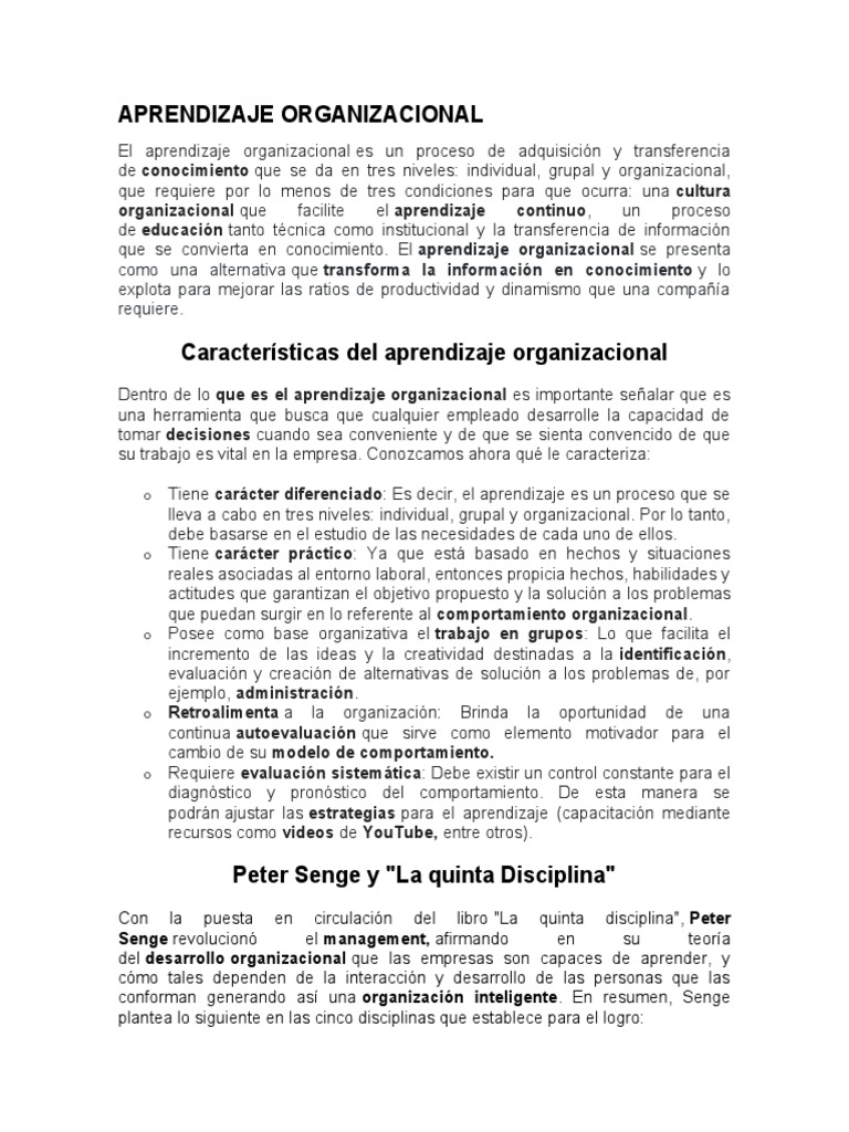 Aprendizaje Organizacional y Empowerment | PDF | Aprendizaje ...