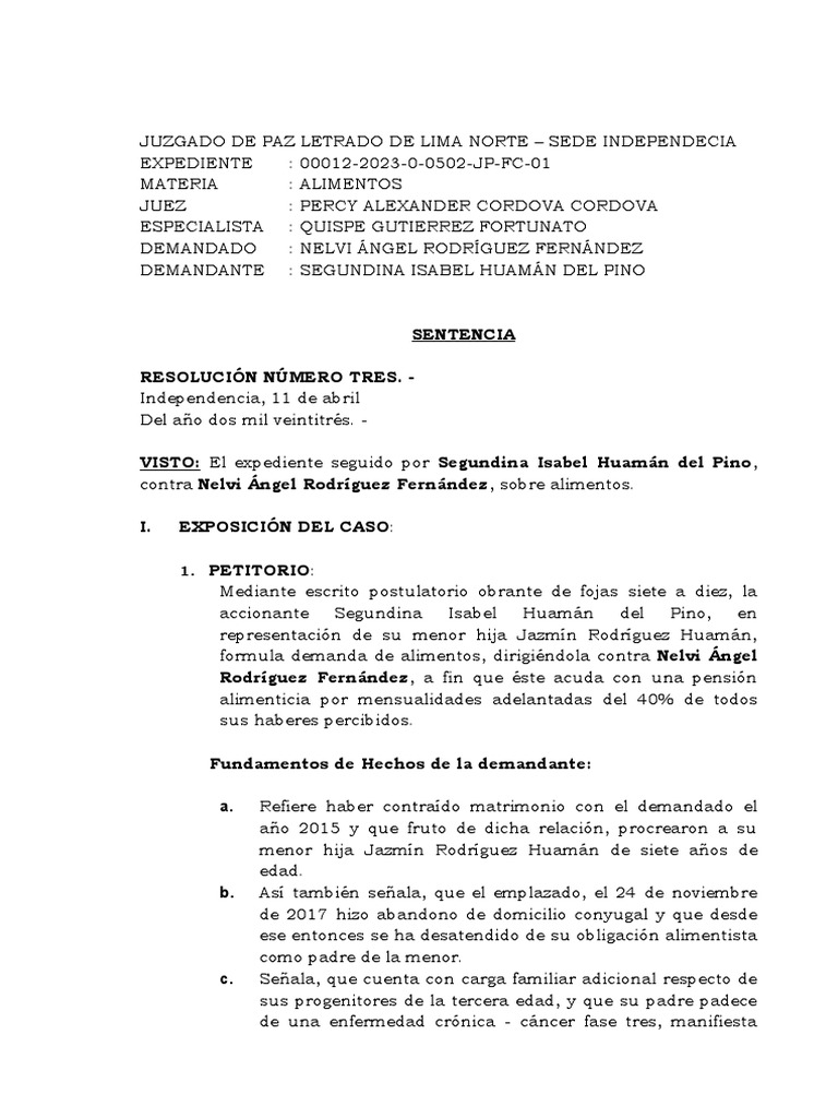 Sentencia de Alimentos | PDF
