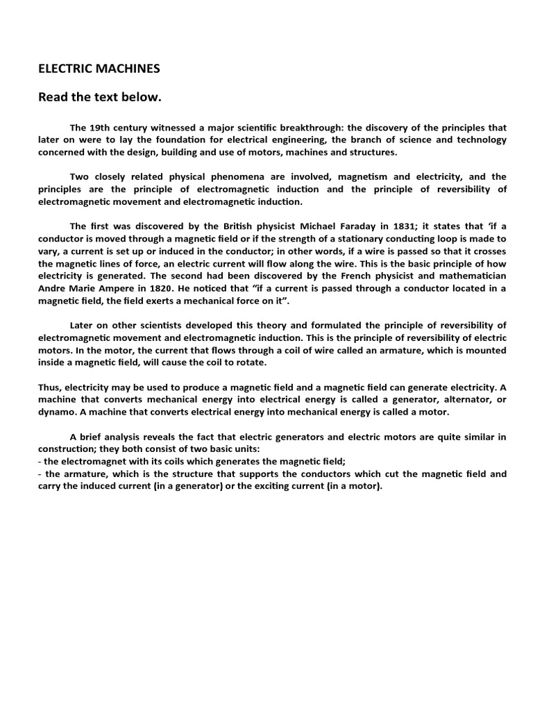 Definitions and Principles of Electric Machines PDF