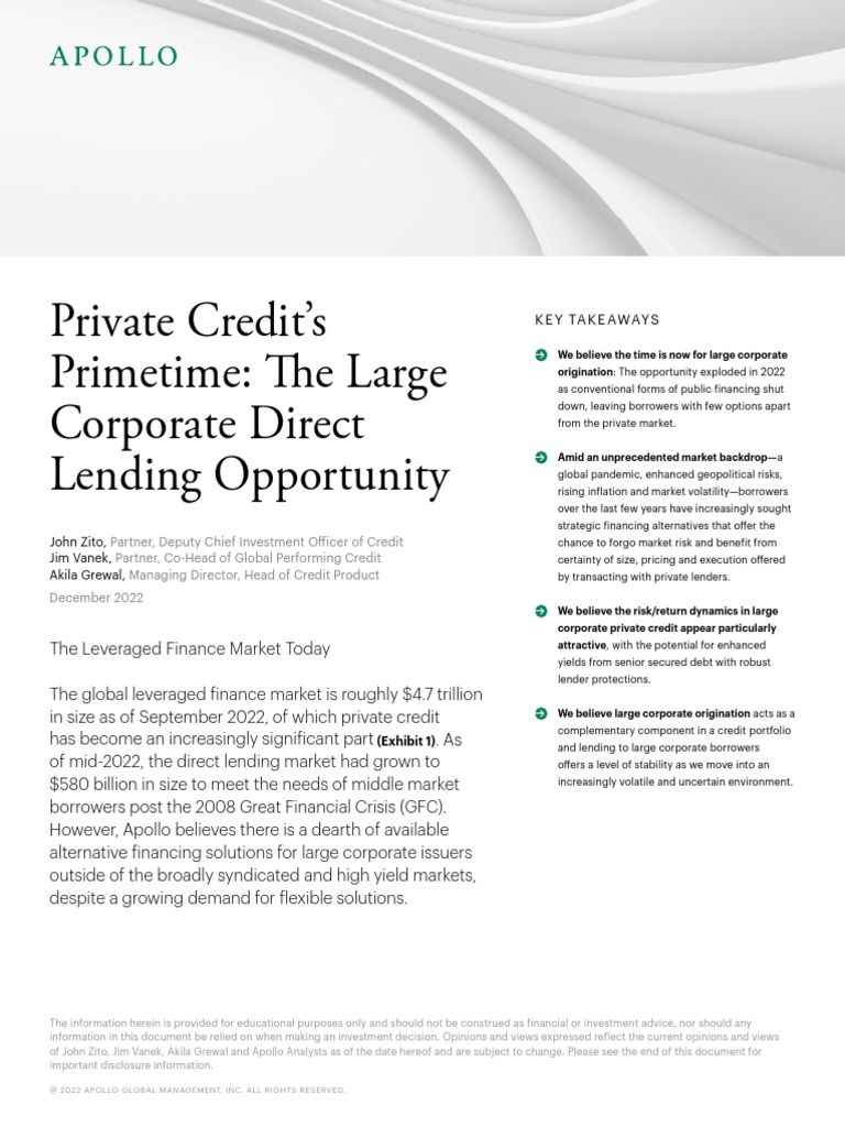 Apollo Academy Private Credit Primetime White Paper Retail Version 3 ...