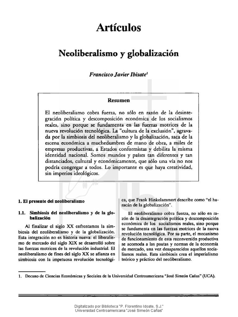 Neoliberalismo y Exclusión Global | PDF | Finanzas y dinero | Política