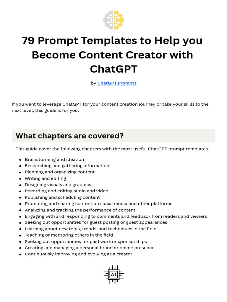 79 ChatGPT Prompts for Content Creation | PDF | Popular Culture & Media ...
