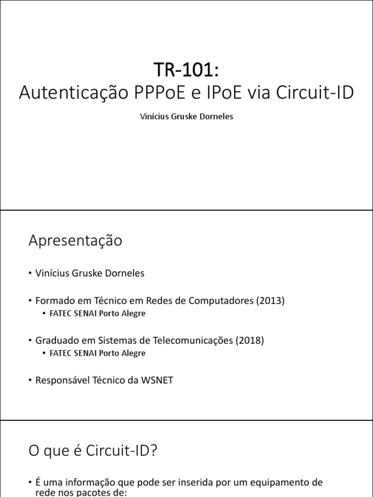 Autenticação PPPoE/IPoE com Circuit-ID | PDF