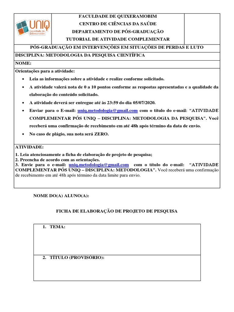 Atividade Complementar em Pesquisa | PDF | Carreira e Crescimento