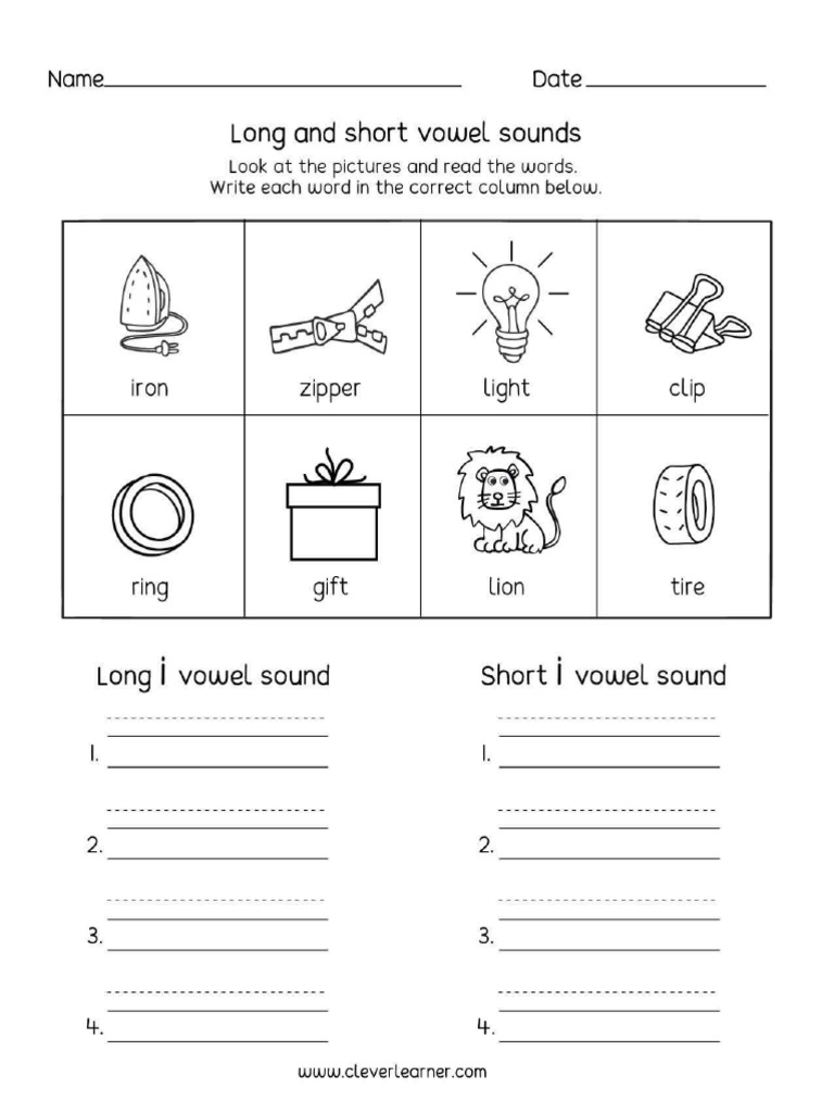 Long Vowels Sounds Preschool Activity Printables I2 PDF