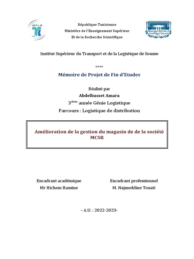 Optimisation de la gestion des stocks MCSR | PDF | Affaires | Finance ...