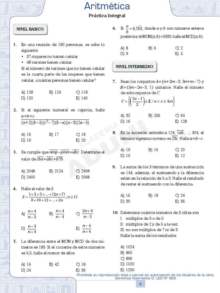 Ejercicios de Aritmética por Niveles | PDF | Métodos y materiales de ...