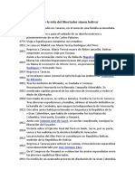 Linea de Tiempo de La Vida Del Libertador Simon Bolivar