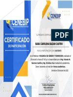 Certificado Webinar Elaboracion Del Webinar - Violencia de Genero y Femenicidio - Sara Carolina Bazan Castro PDF