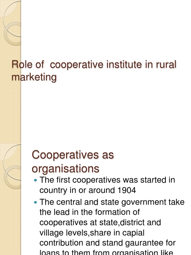Role of Cooperatives in Rural Marketing | PDF | Cooperative | Agriculture