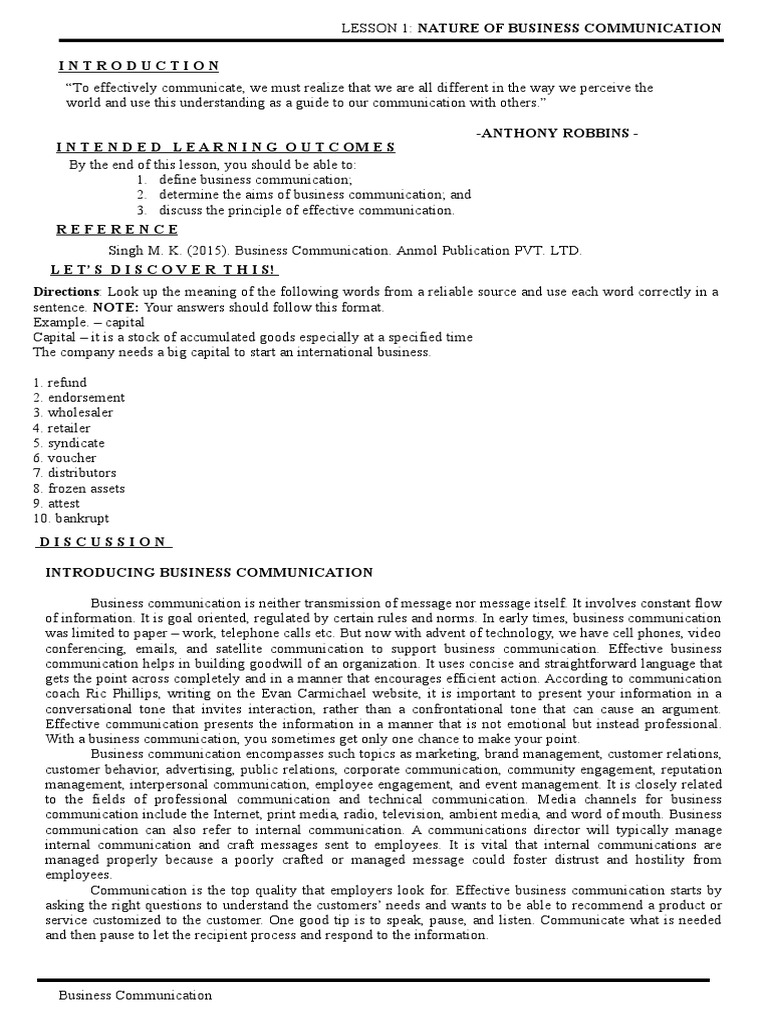 BUSINESS COMMUNICATION LESSON PDF visual data 5