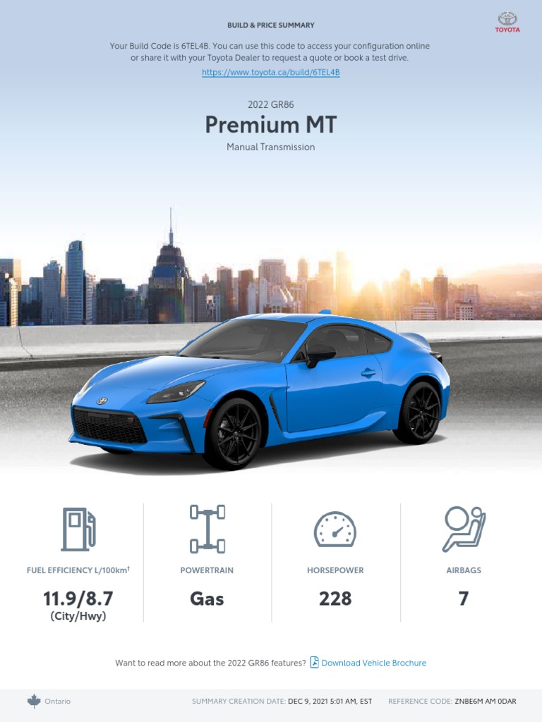 Toyota build and price 2022 gr86 premium mt pdf