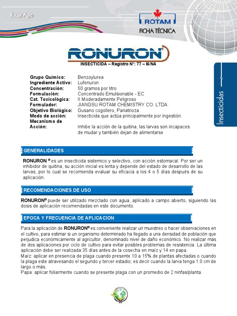 Ficha Técnica de Ronuron Insecticida | PDF