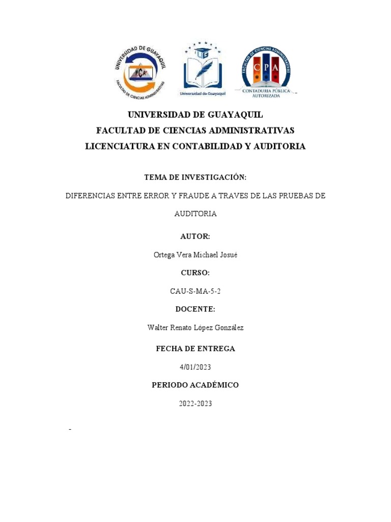 Diferencias entre Error y Fraude en Auditoría | PDF