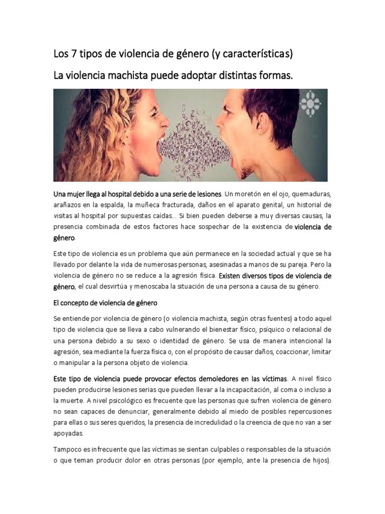 Tipos de violencia de género y sus signos | PDF | La violencia contra ...