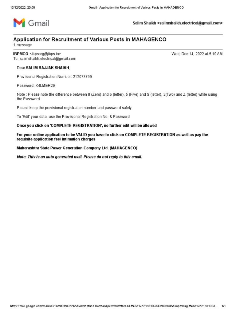Mahagenco 1ST Mail PDF | PDF