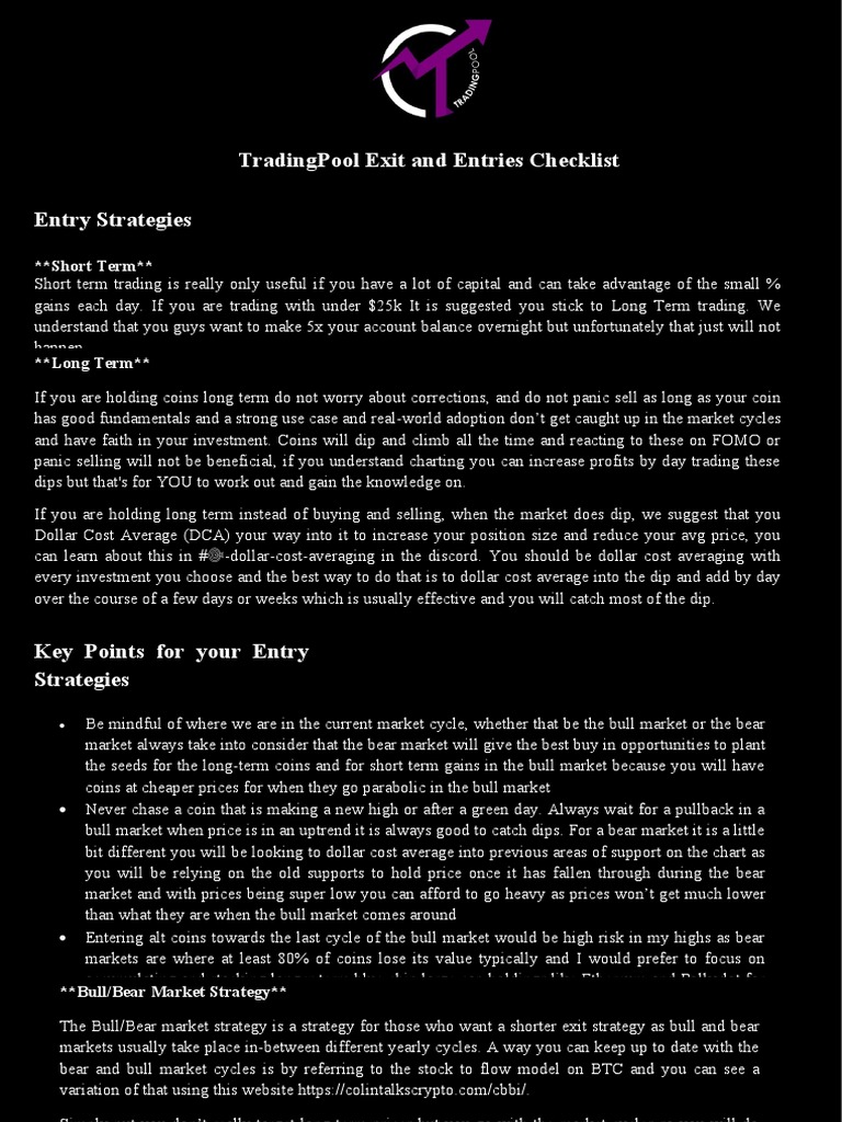 TradingPool-Exit-and-Entries 1 Copy 1 1 | PDF | Business