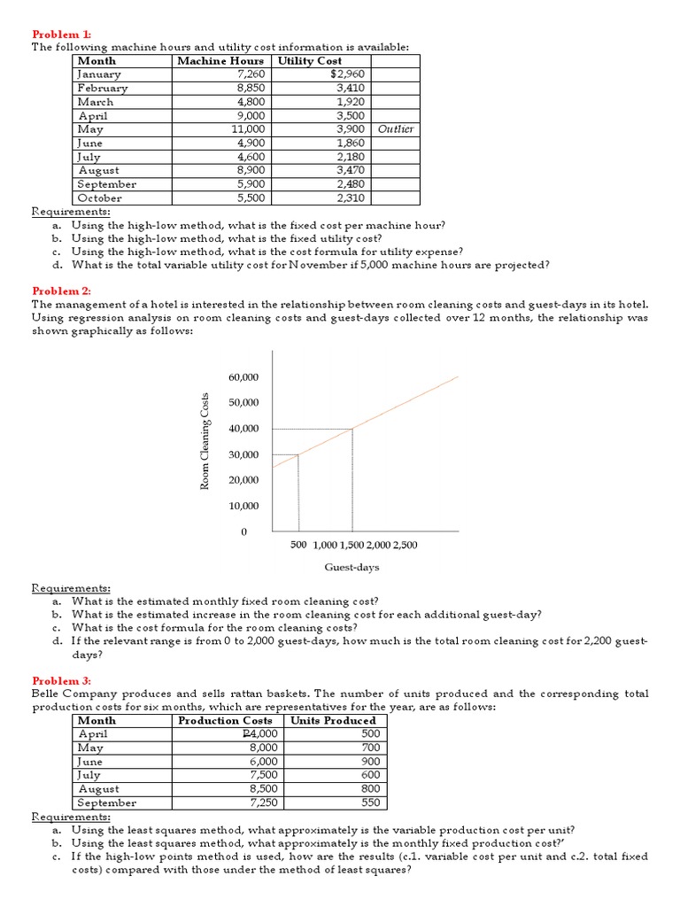 Segregation of Mixed Costs PDF Regression Analysis Least Squares