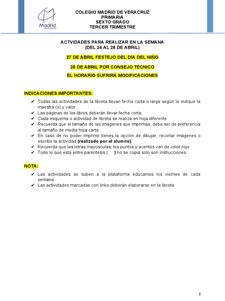 Guía 6A Del 24 Al 28 de Abril | PDF