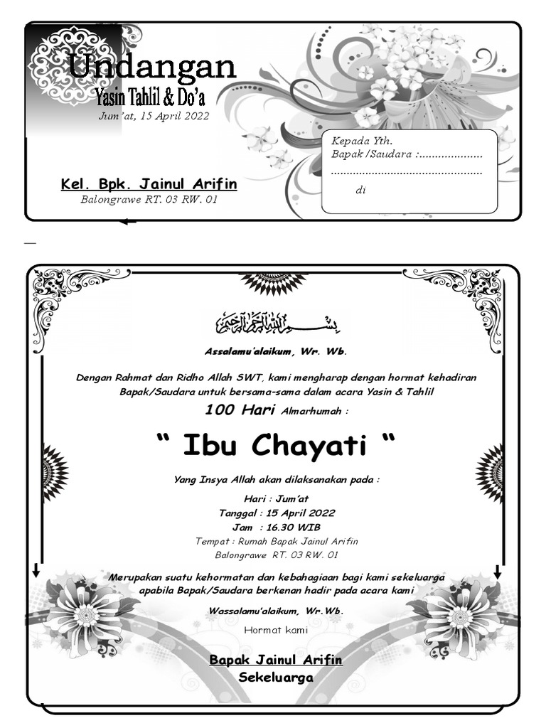 Undangan Tahlil | PDF
