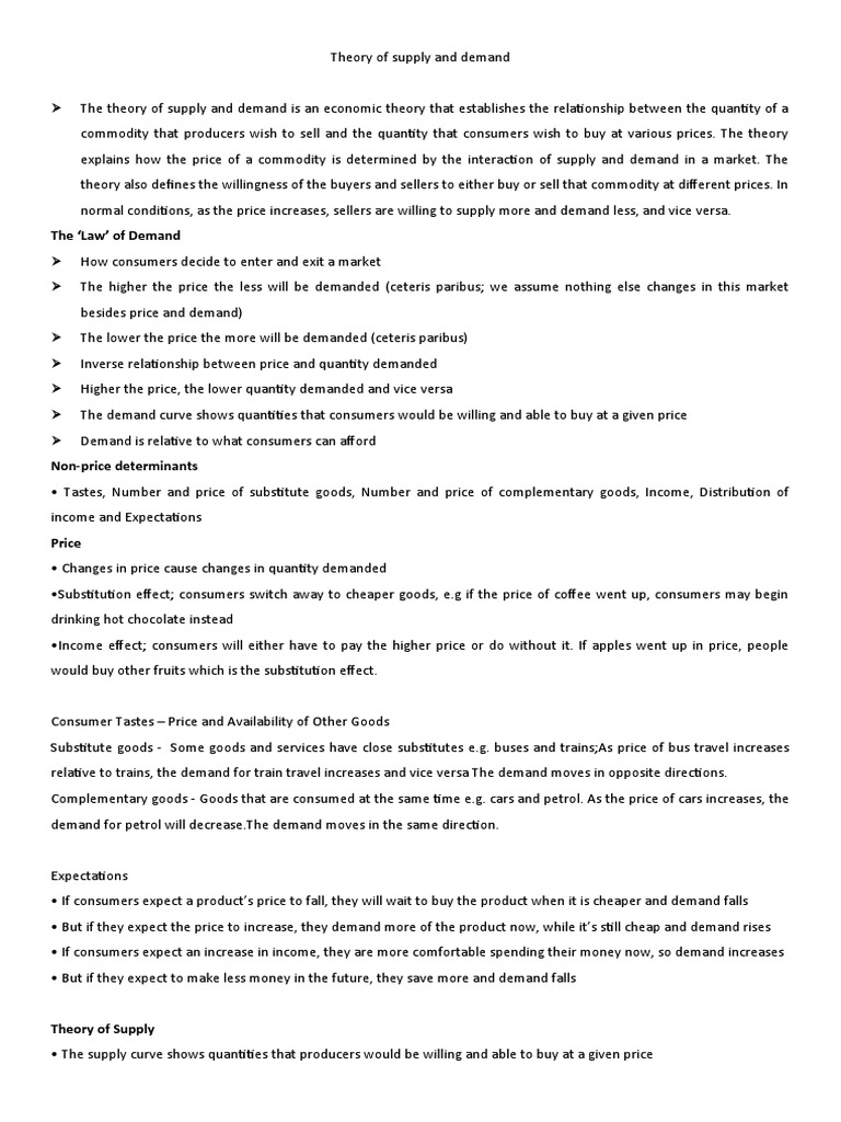 Theory of Supply and Demand | PDF