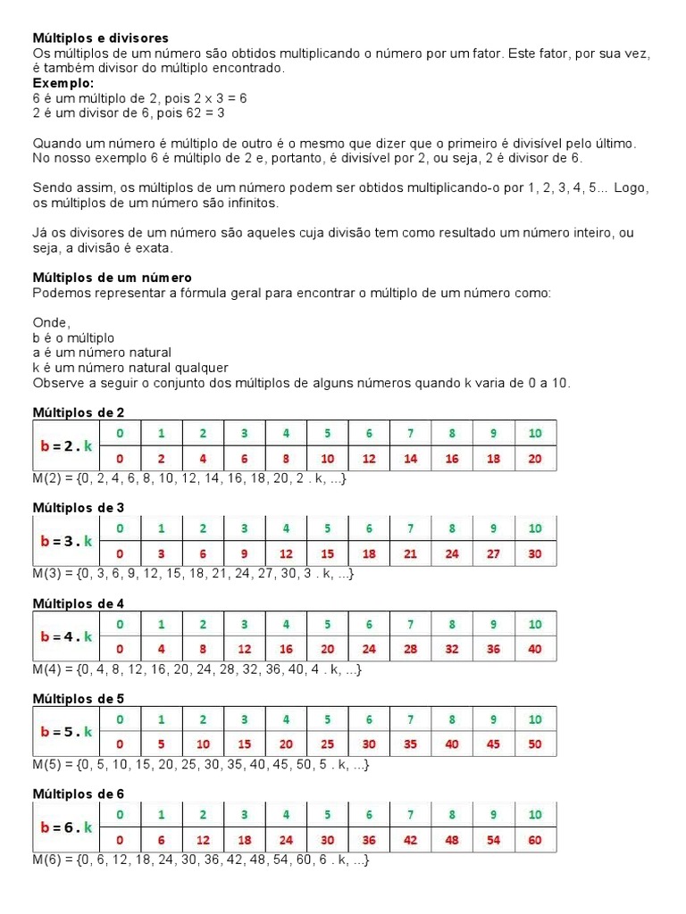 Múltiplos e Divisores 1 | PDF