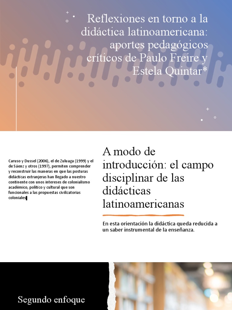 Reflexiones Latinoamericanas Paulo Freire y Estel Quintar | PDF