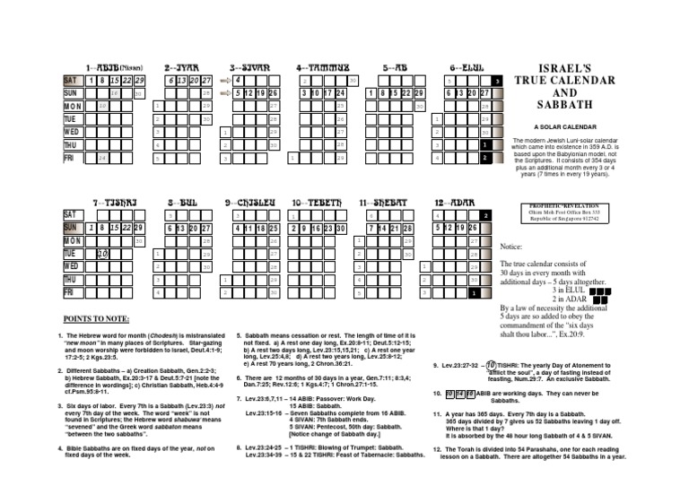 Hebrew Calendar PDF PDF