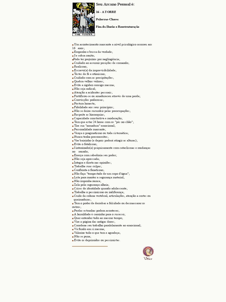 Arcano Pessoal - A TORRE PDF | PDF