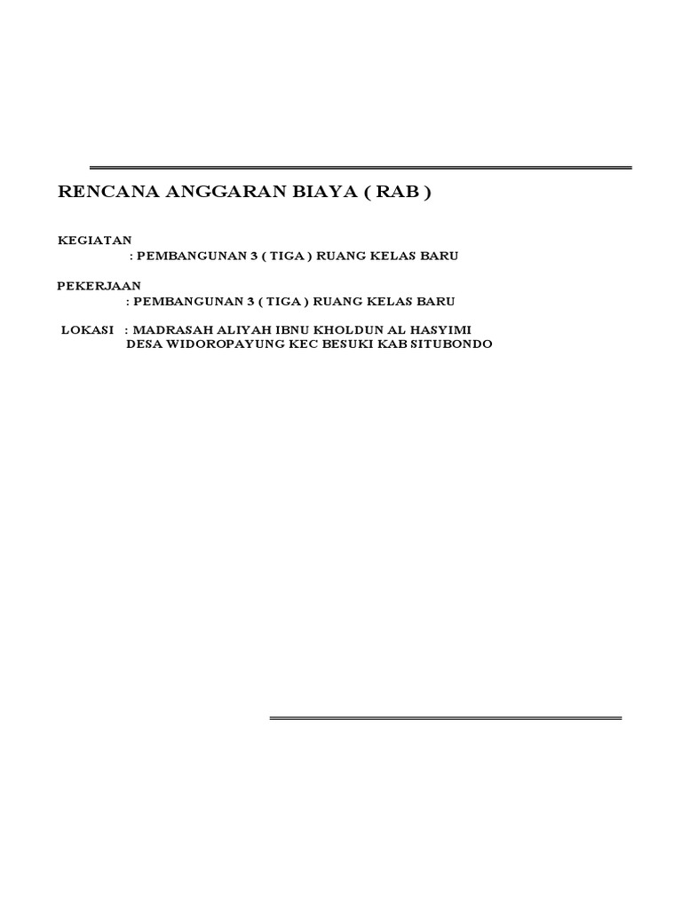 Rab Pembangunan Dua Ruang Kelas Baru 1 Pdf