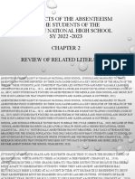 The Effects of The Absenteeism To The Students of The Tanauan National High School SY 2022 - 2023 Review of Related Literature