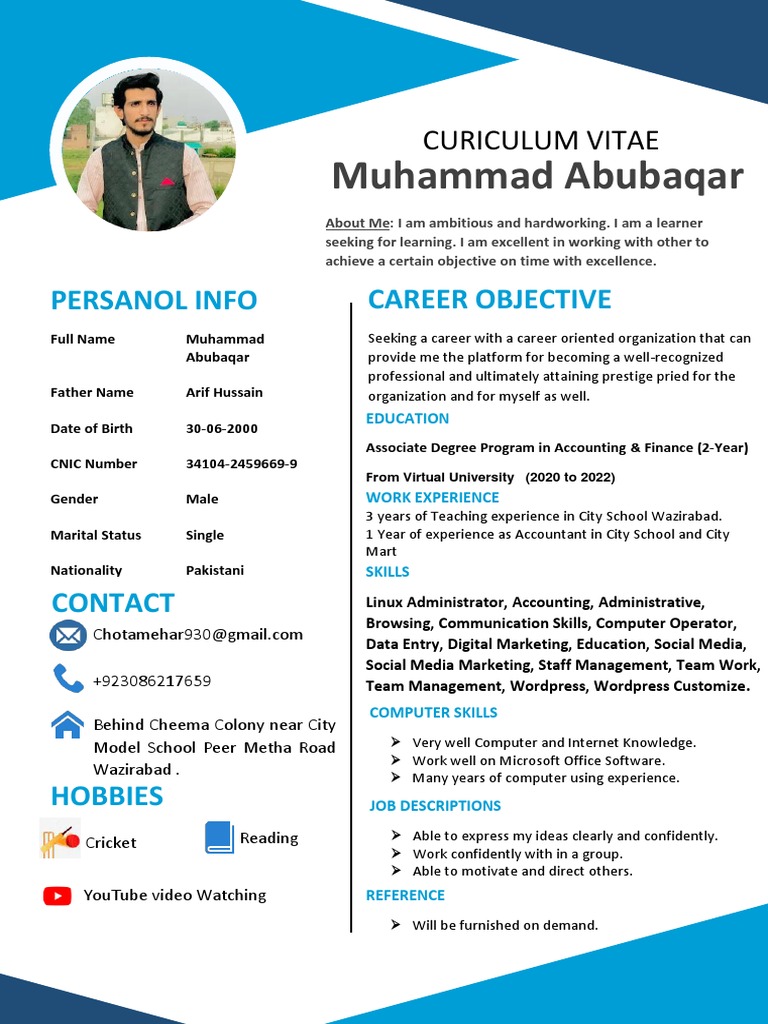 Muhammad Abubaqar CV Resume - Compressed PDF | PDF | Career & Growth