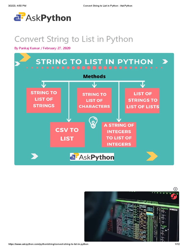 Convert String To List in Python - AskPython PDF | PDF