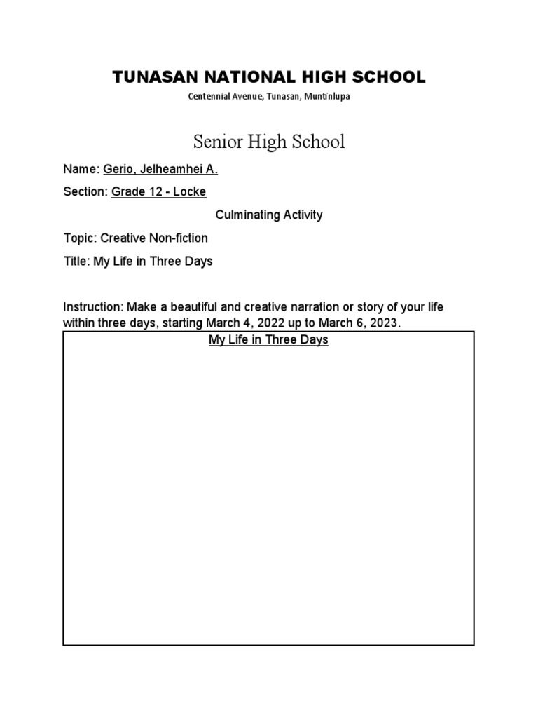 Activity 4 Creative Non Fiction Pdf