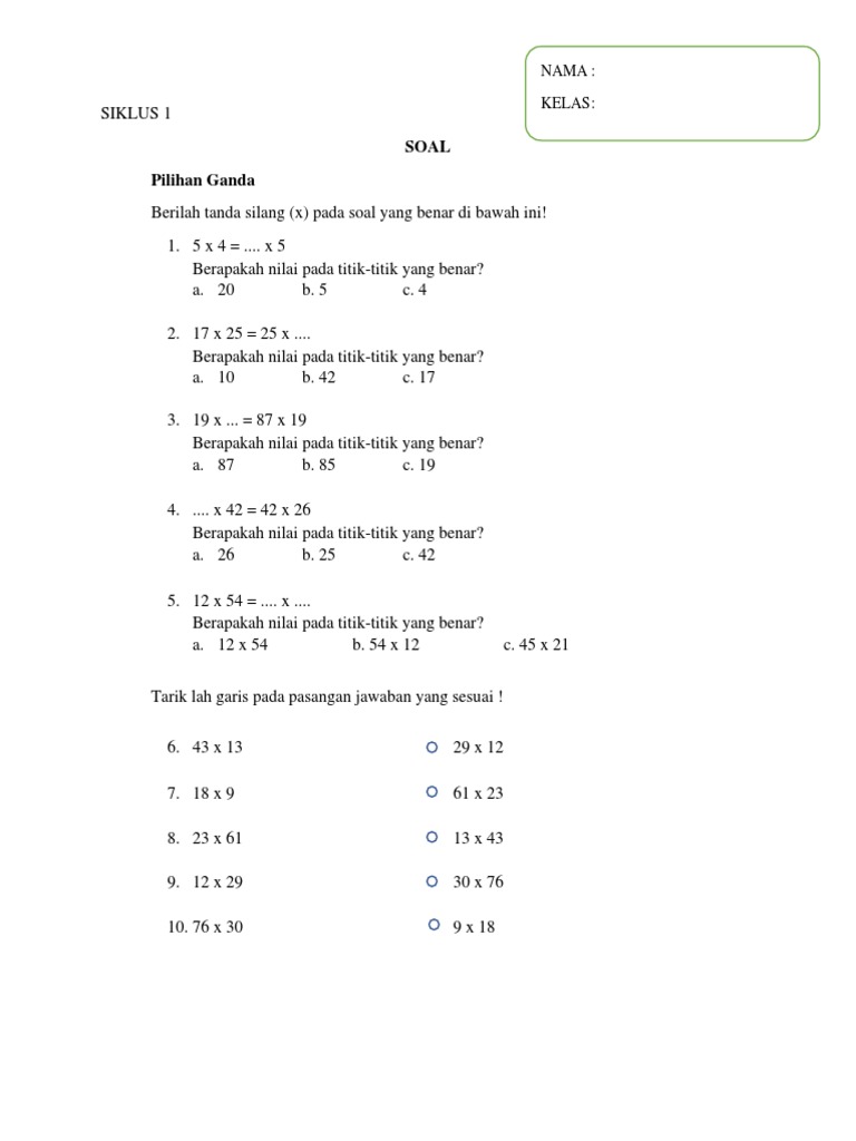 Soal Akhir Siklus 1 | PDF