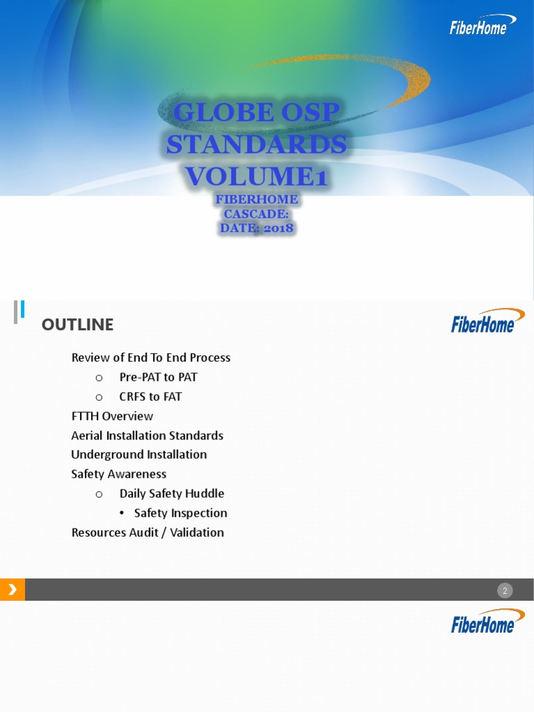 Globe OSP Standards and Acceptance Process | PDF | Optical Fiber | Screw