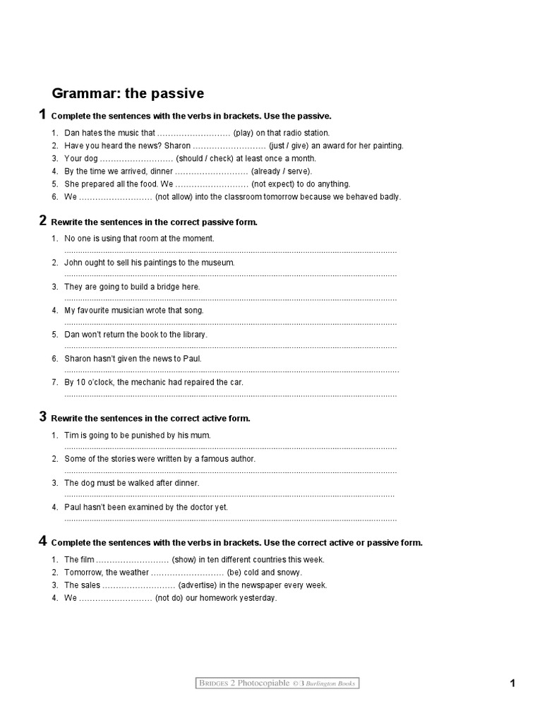 Passive Voice Grammar Exercises | PDF | Language Arts & Discipline | Art