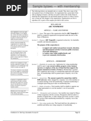 Sample Bylaws With Members