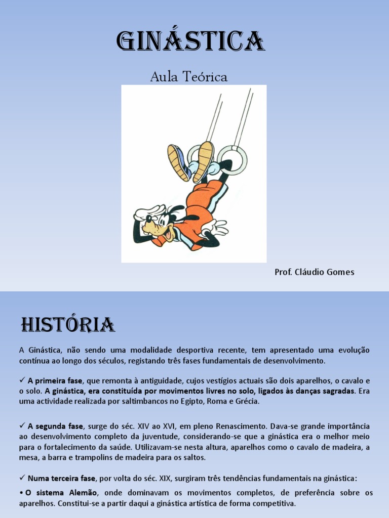 Ginástica Aula Teórica Prof. Cláudio Gomes PDF | PDF