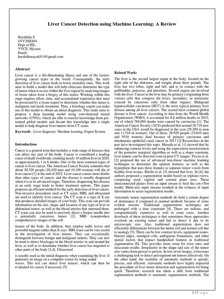 Machine Learning for Liver Cancer Detection | PDF | Deep Learning ...