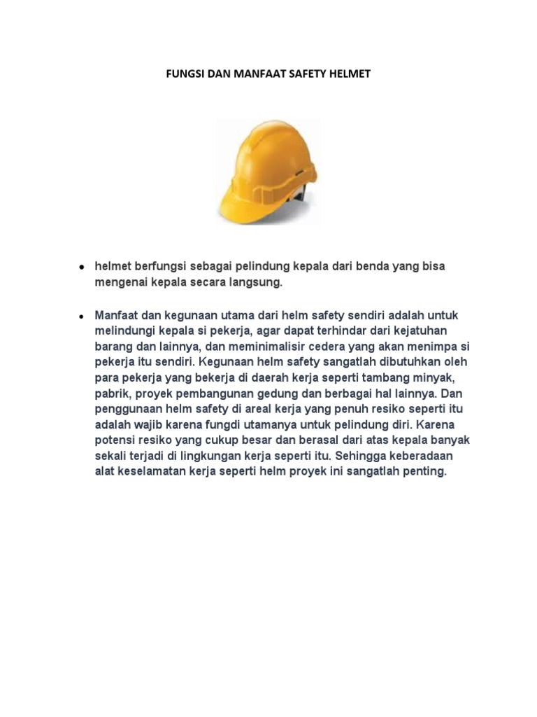 Fungsi Dan Manfaat Safety Helmet PDF