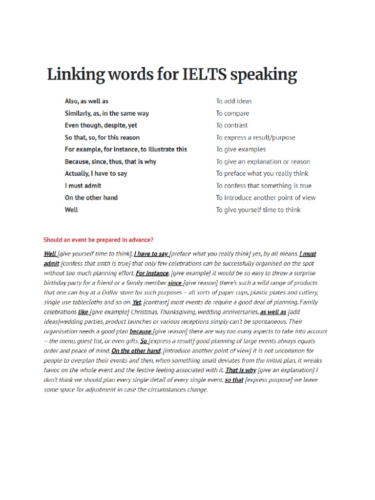 Ielts Linking Words PDF