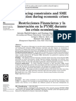 Financing Constraints and SME Innovation During Economic Crises Restricciones Financieras y La Innovación en La PYME Durante Las Crisis Económicas