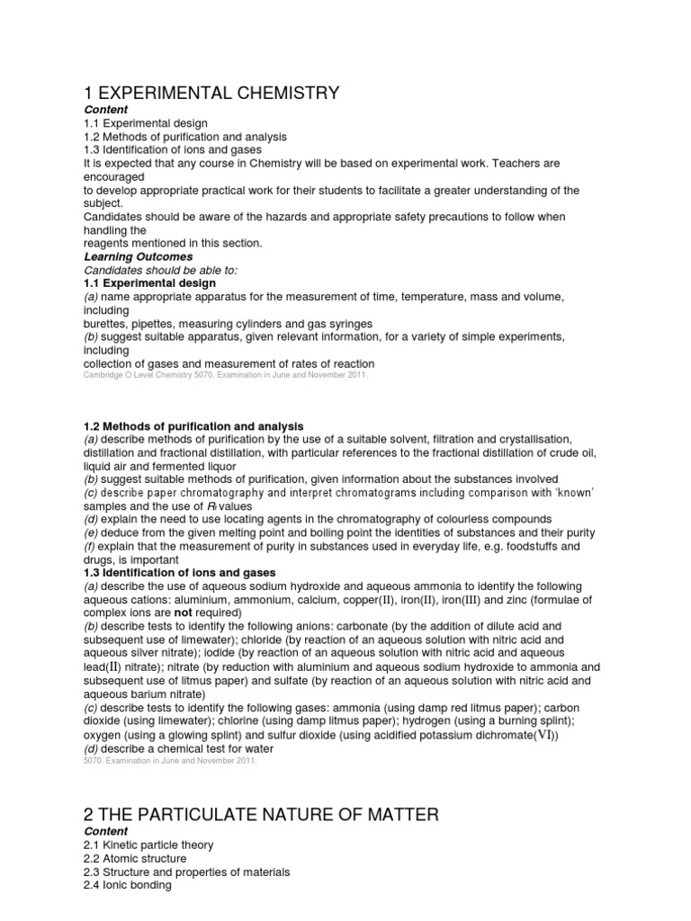 Chem Syllabus Chemical Reactions Metals