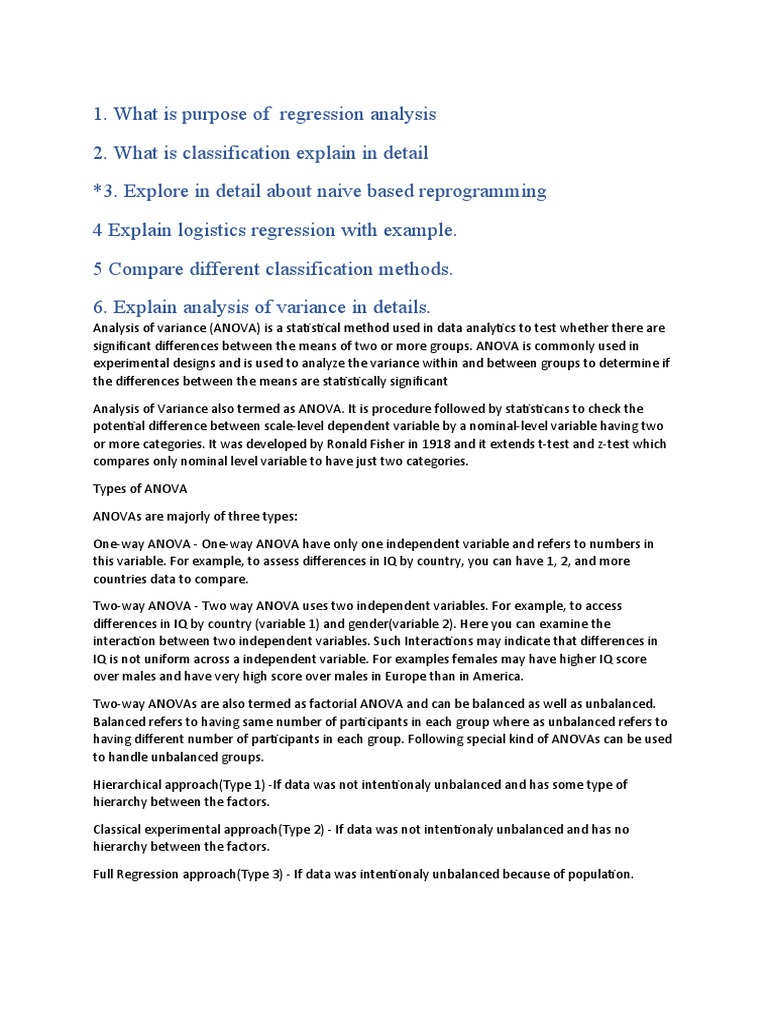 Analysis of variance anova a statistical method for comparing group